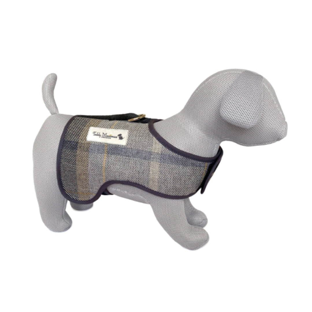 Teddy Maximus Belgravia Dog Harness in Black/Mustard Plaid