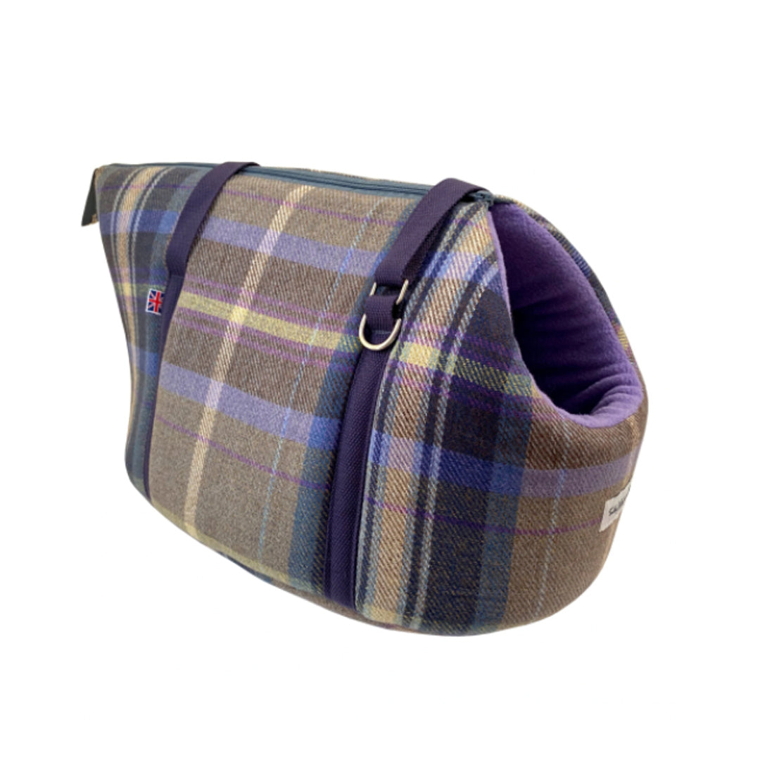 Teddy Maximus Cambridge Adjustable Dog Carrier in Purple Plaid