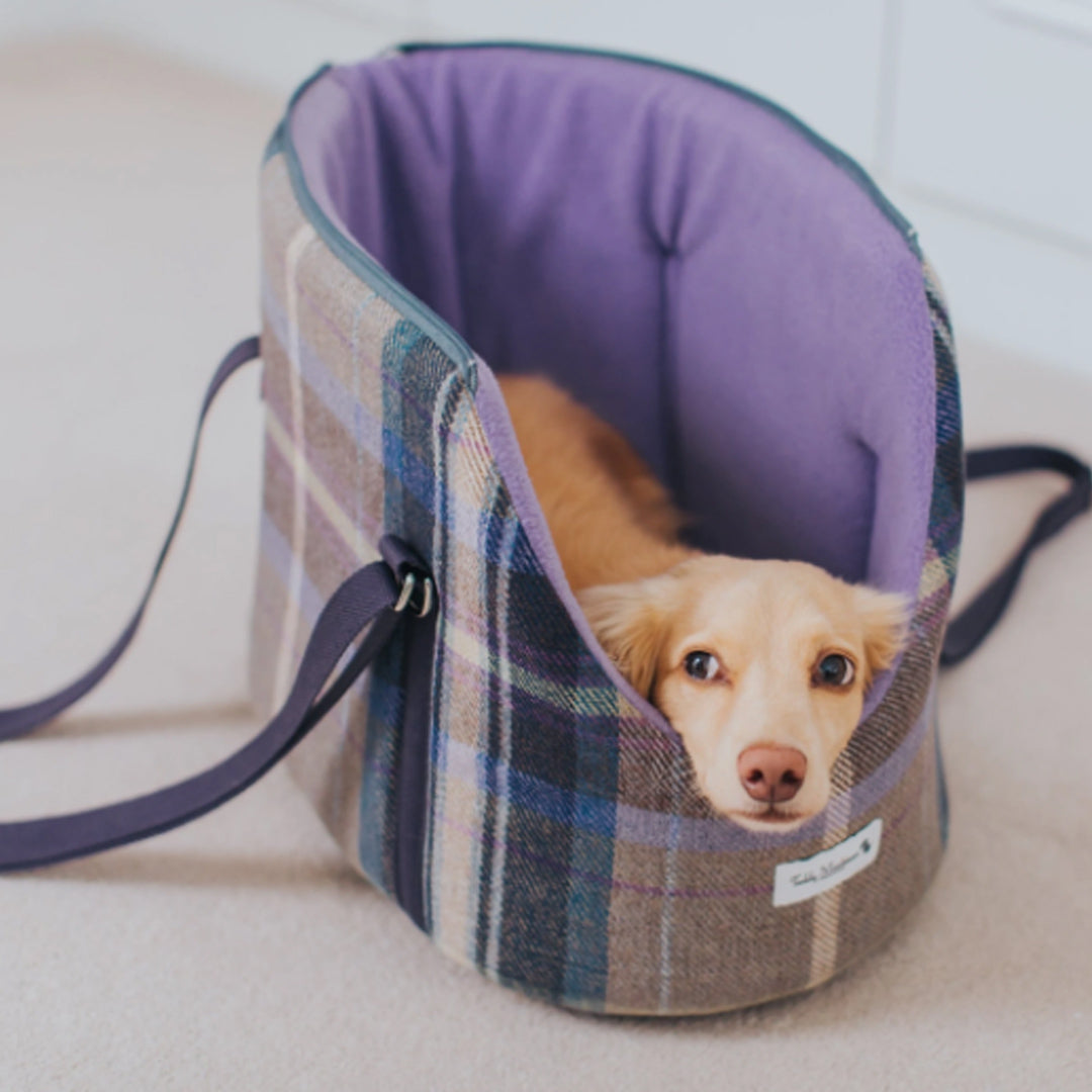 Teddy Maximus Cambridge Adjustable Dog Carrier in Purple Plaid