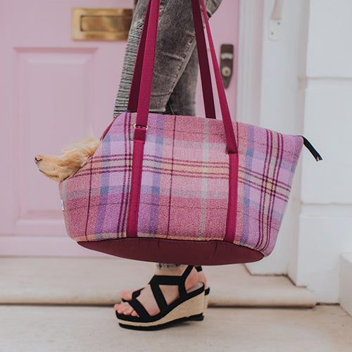 Teddy Maximus Shetland Adjustable Dog Carrier in Pink Plaid