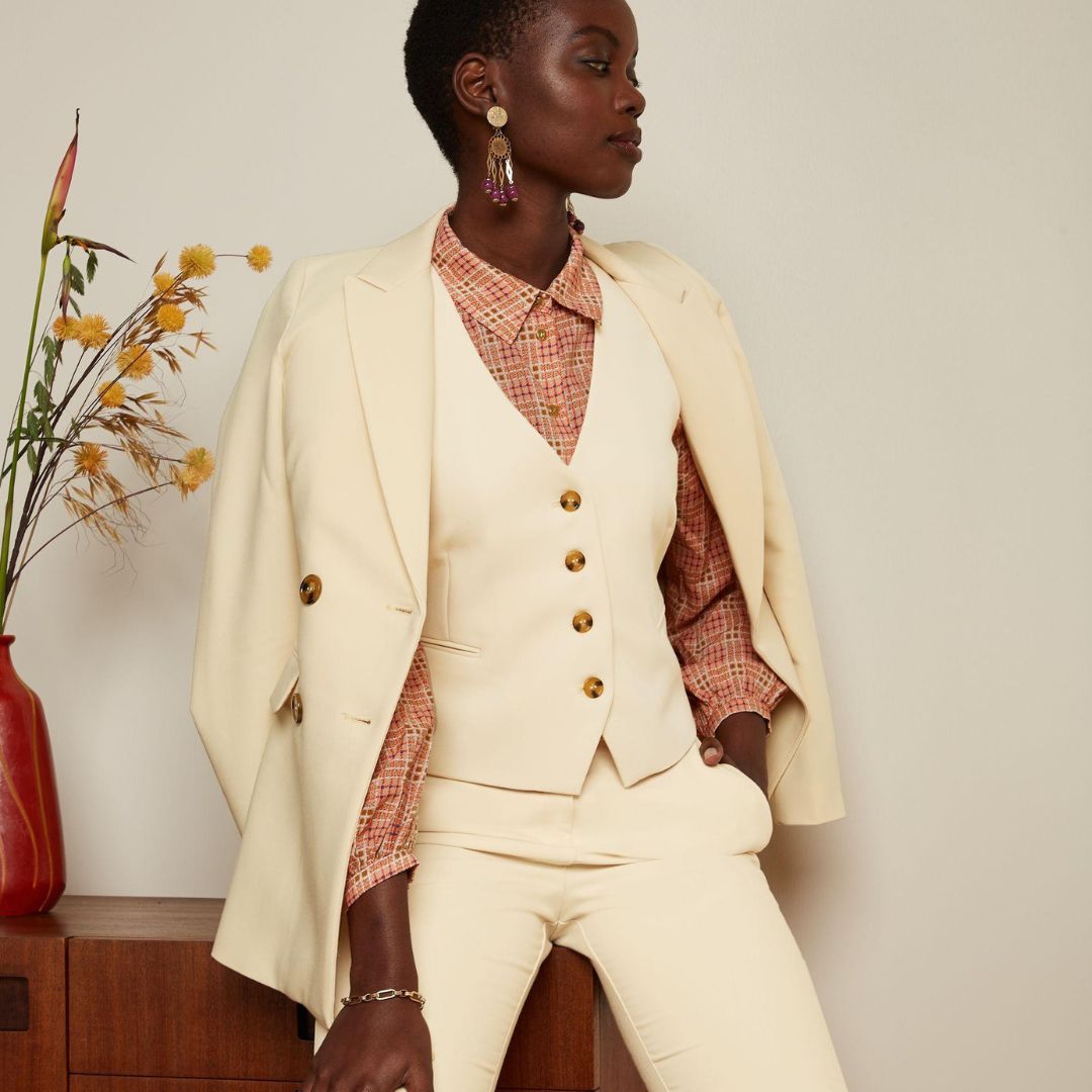 King Louie Women's Tina Blazer Simonet in Vanilla Cream
