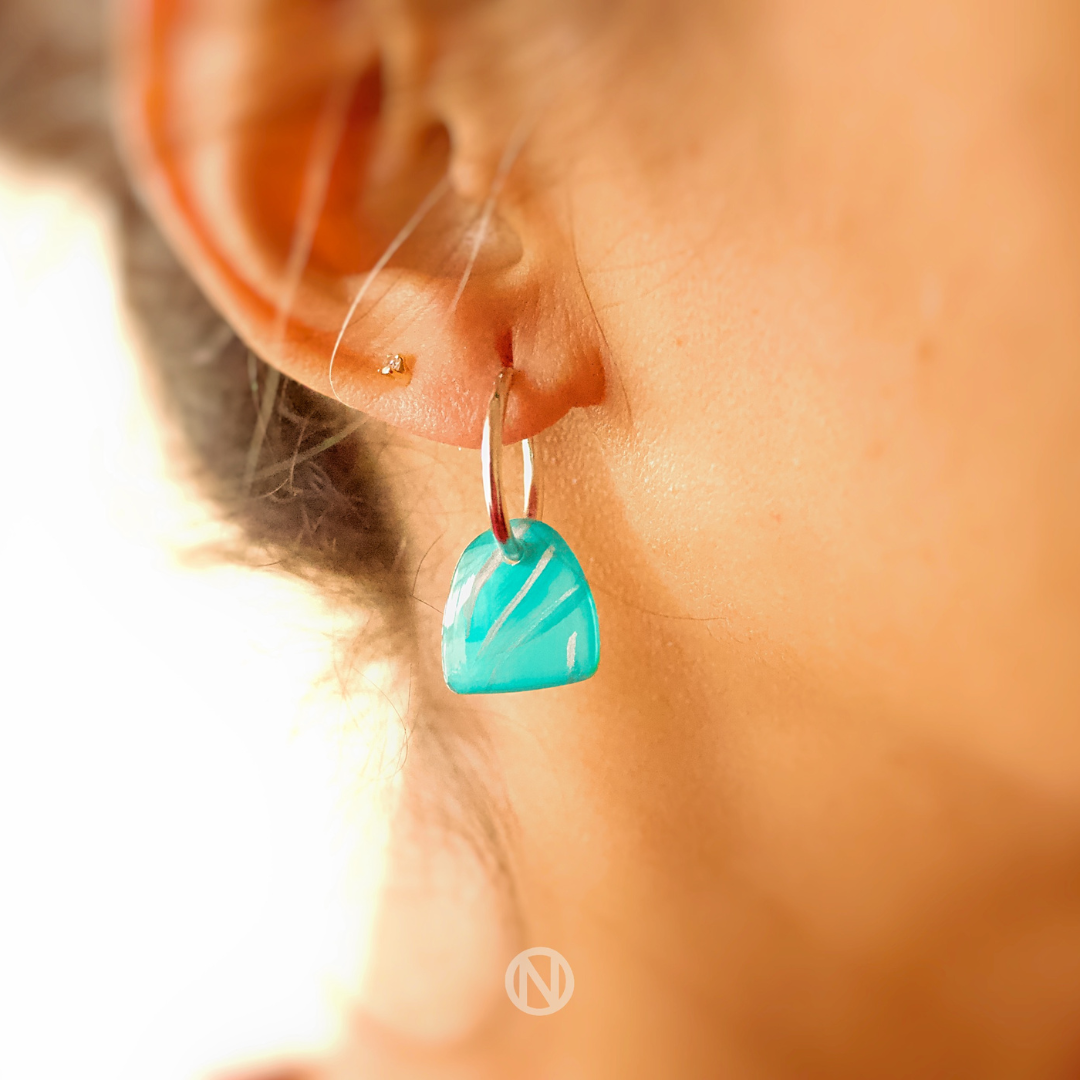 Naoi Mini Hoops in Turquoise and Silver (2)