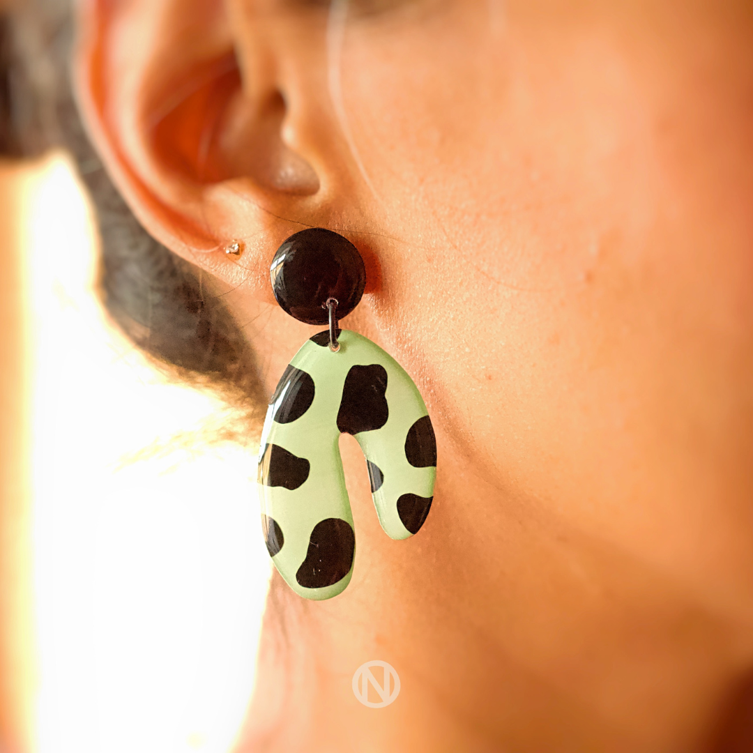 Naoi Cheetah Statement Earrings in Apple Green (2)