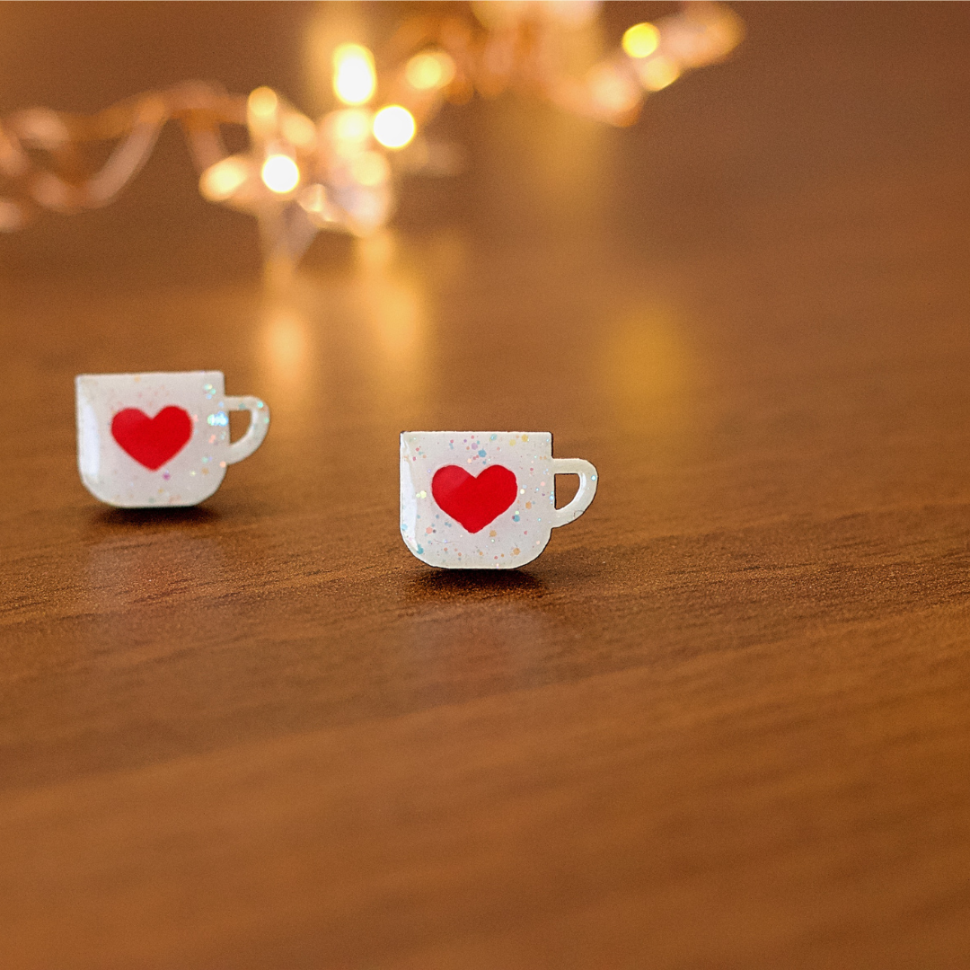 Naoi Cuppa Love Stud in White