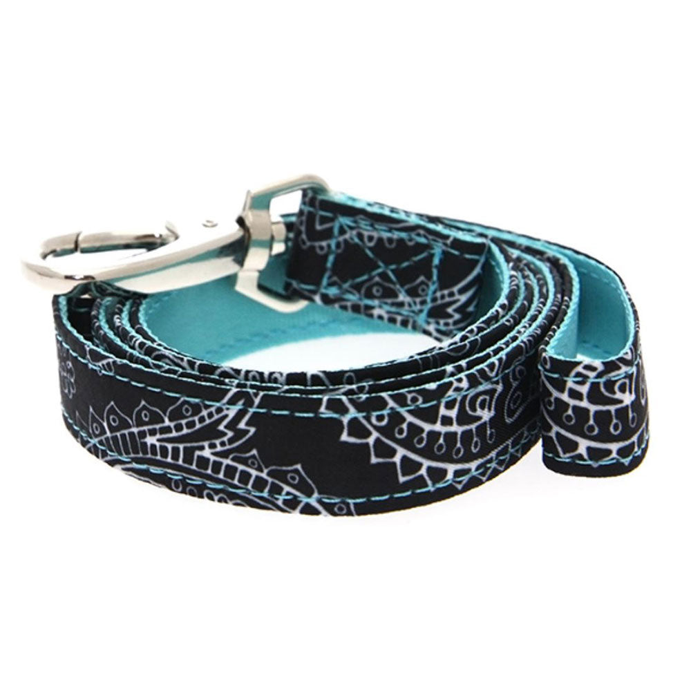Urba Pup Dog Lead in Black & Blue Paisley