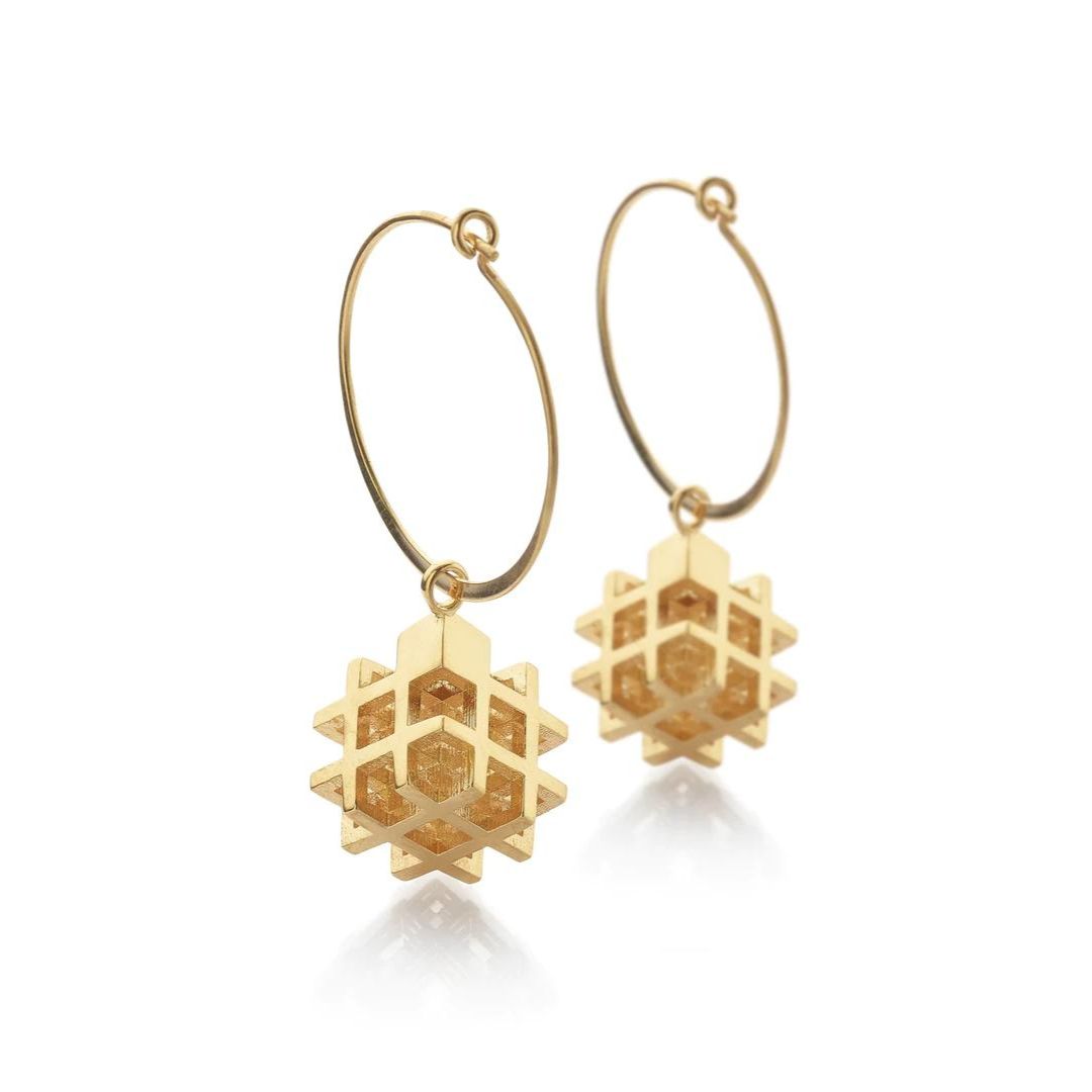 Vanessa Ree 3D# Hoops Earrings in Gold
