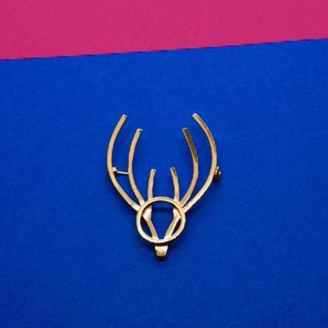 Vanessa Ree Irish Stag Brooch in Gold
