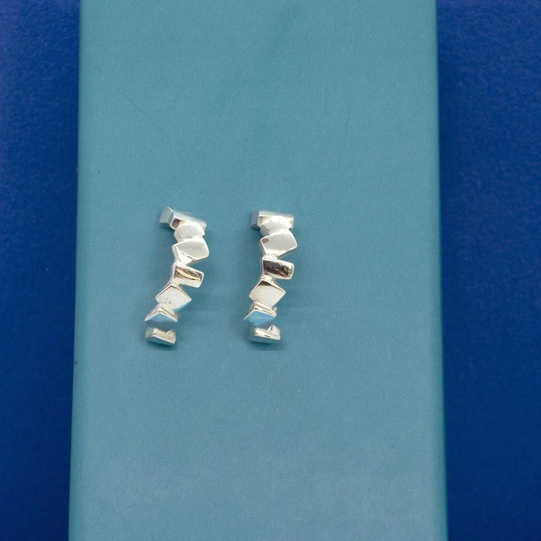Vanessa Ree Stacked Squares Earrings in Silver