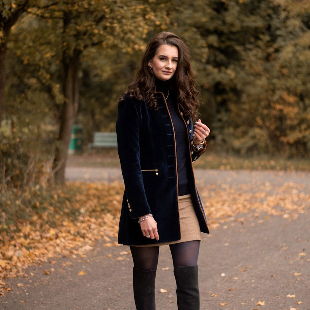 Welligogs Seville Velvet Coat in Navy
