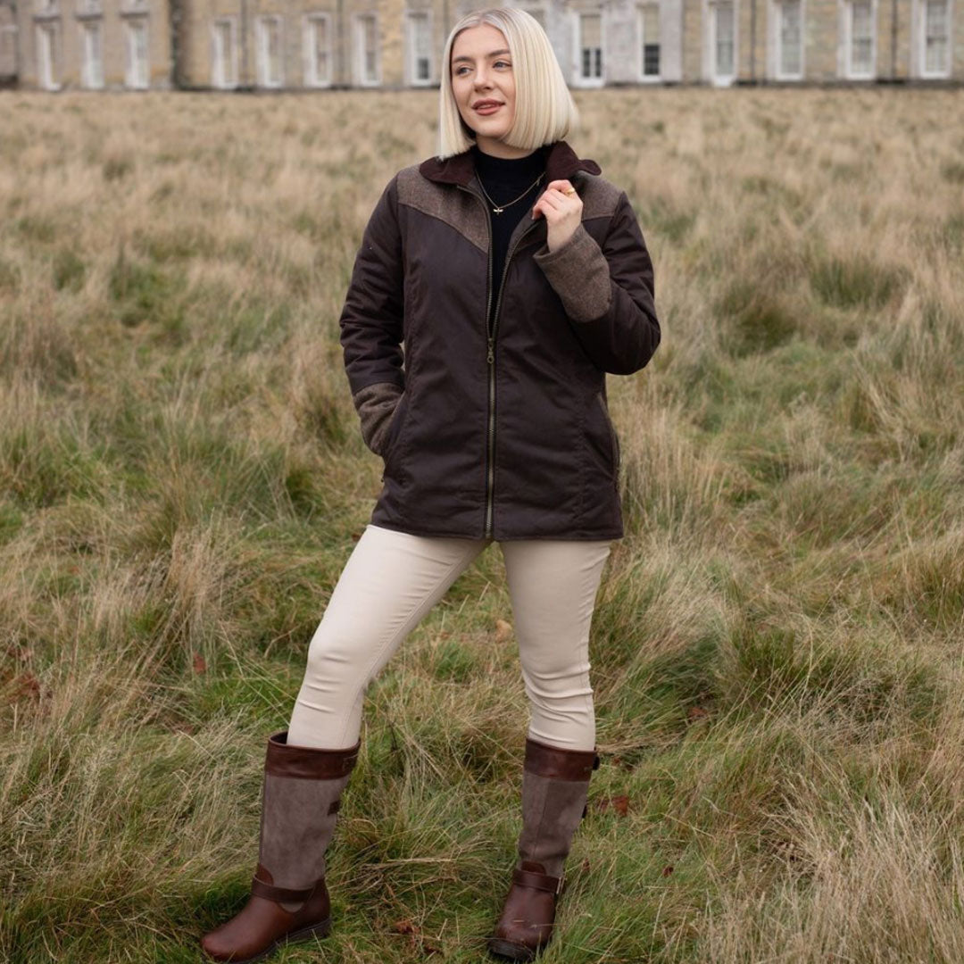 Welligogs Women's Burghley Wax Jacket in Herringbone