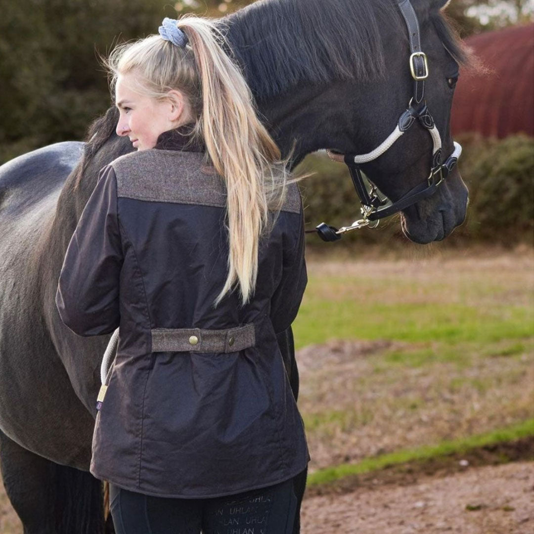 Welligogs Women's Burghley Wax Jacket in Herringbone