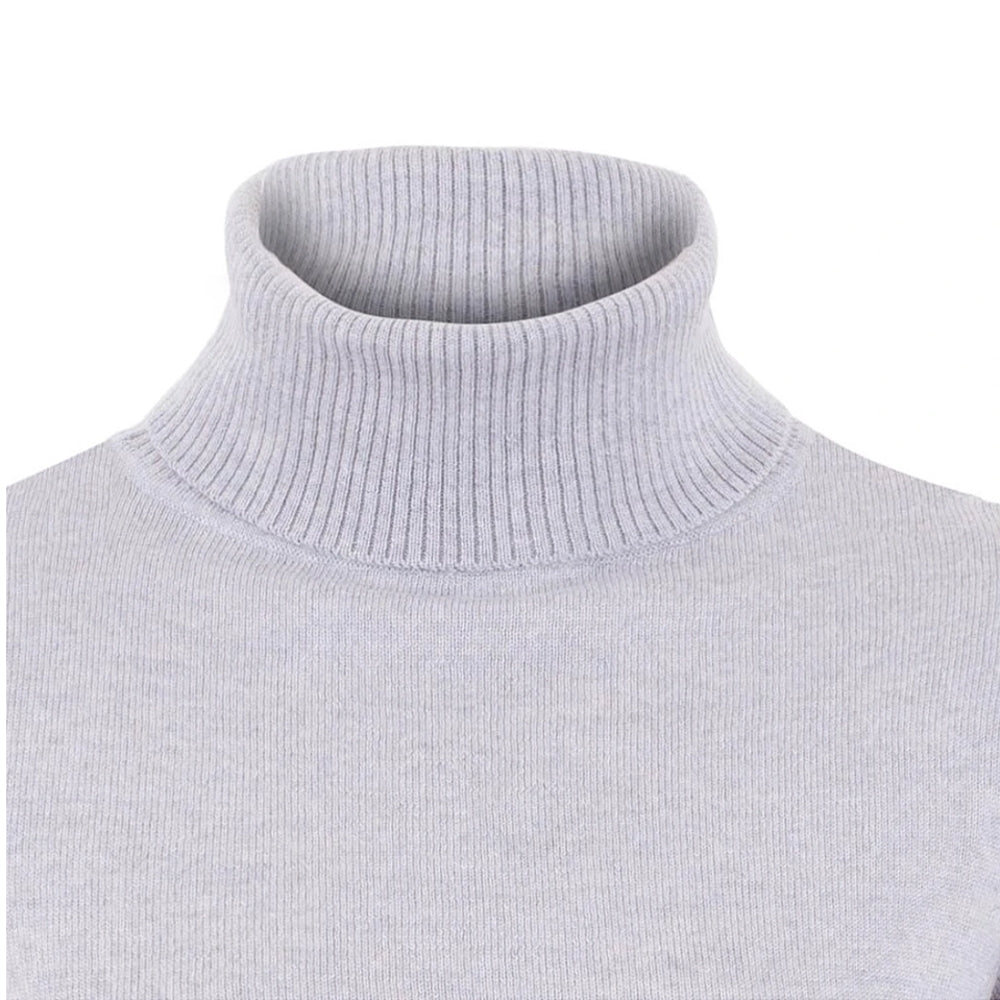 Welligogs Women's Merino Wool Roll Neck Jumper in Light Grey