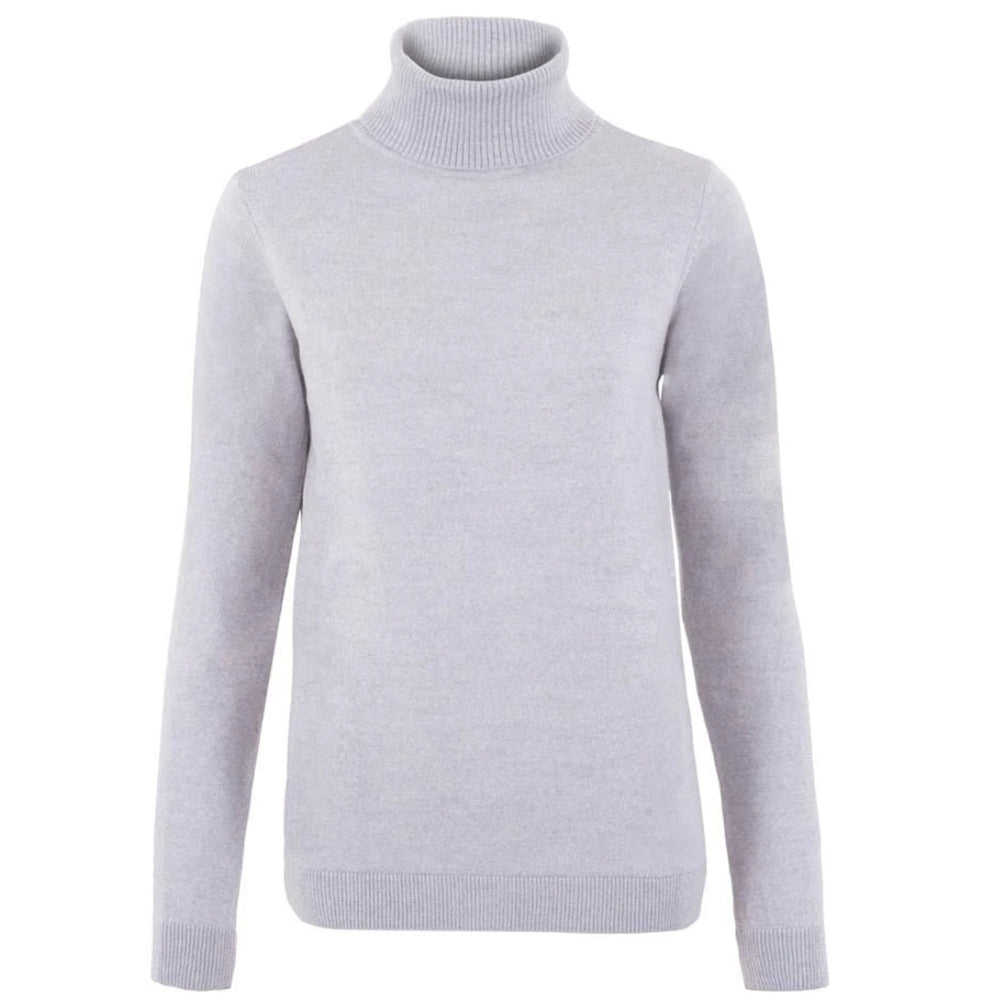 Welligogs Women's Merino Wool Roll Neck Jumper in Light Grey