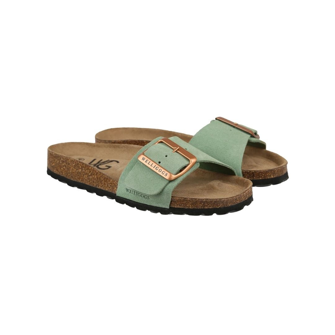 Welligogs Women's Marbella One Band Slides in Pistachio
