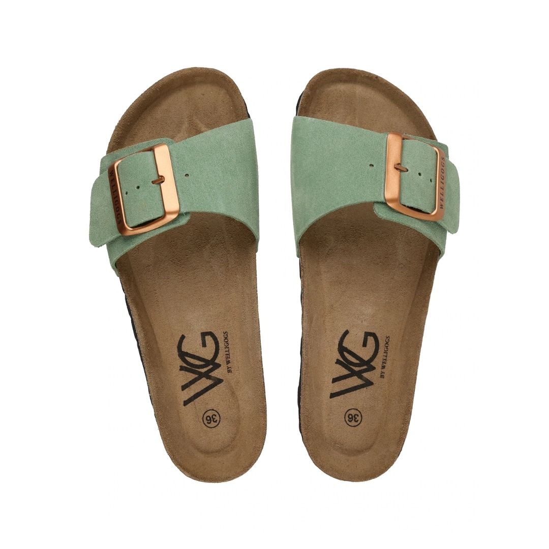 Welligogs Women's Marbella One Band Slides in Pistachio