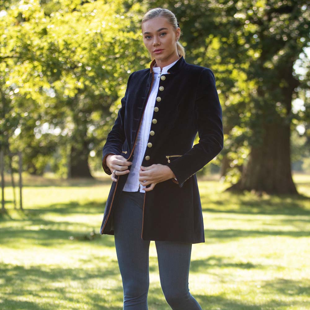 Welligogs Seville Velvet Coat in Navy