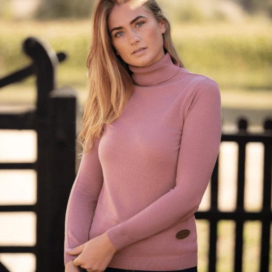 Welligogs Women's Merino Wool Roll Neck Jumper Pink