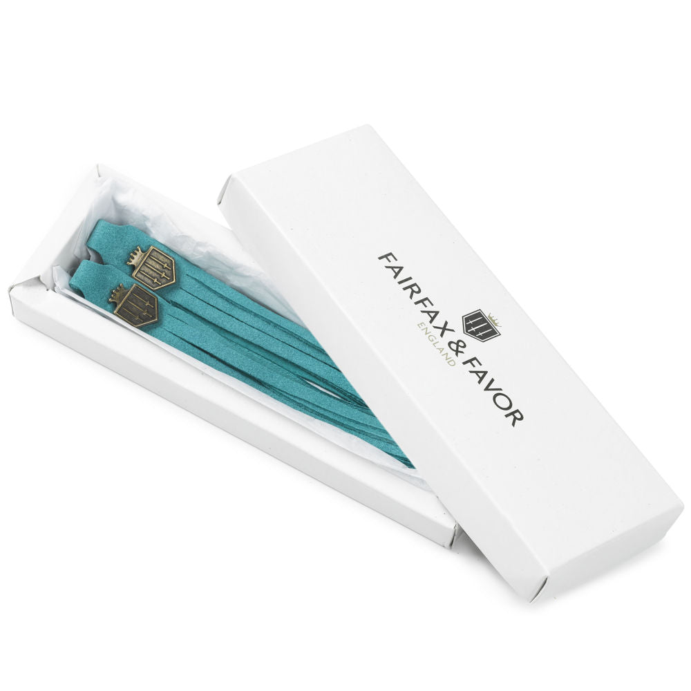 Fairfax & Favor suede boot tassels in aquamarine - RedMillsStore.ie