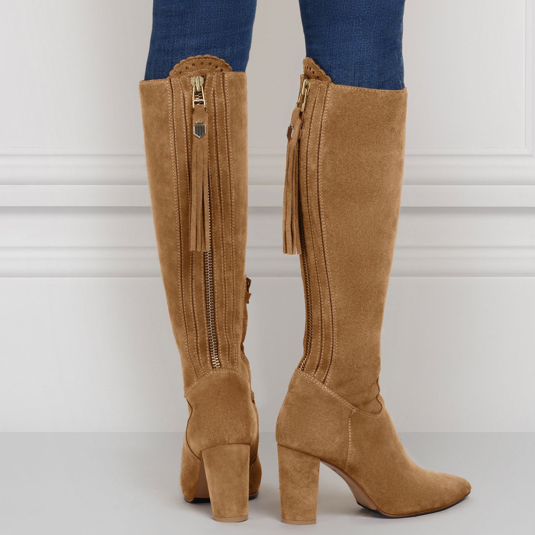 Fairfax & Favor Soho Suede Heeled Boot in Tan