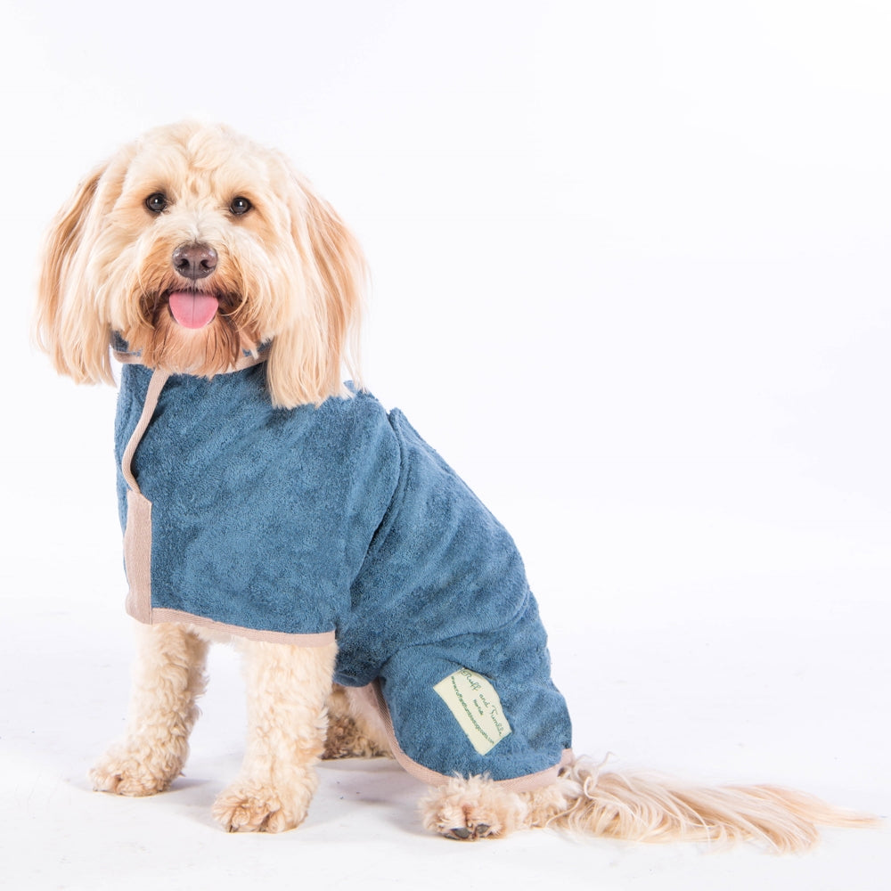 Ruff and Tumble Dog Drying Coat in Sandringham Blue
