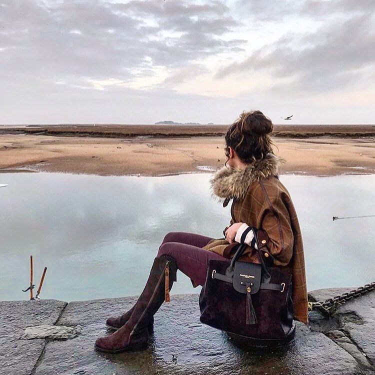 Fairfax & Favor Windsor Suede Handbag in Chocolate
