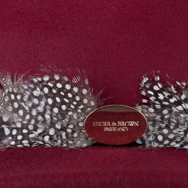 Hicks & Brown 'The Suffolk' Fedora in Maroon (Guinea Feather Wrap) - RedMillsStore.ie