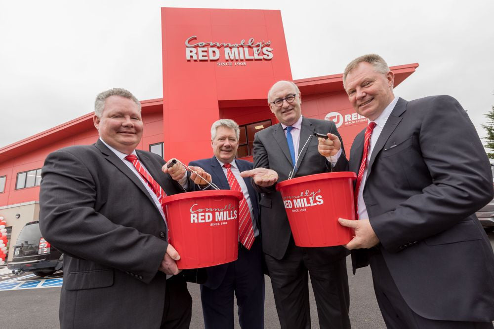 Pictured at the Red Mills Store Kilkenny official opening are: Michael Connolly, Joe Connolly, and Bill Connolly of Connolly's Red Mills with EU Commissioner Phil Hogan