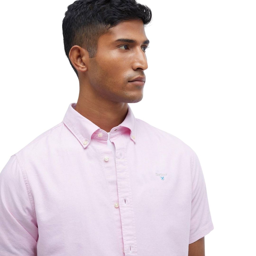 Barbour Men's Oxtown Oxford Tailored Short-Sleeved Shirt in Classic Pink