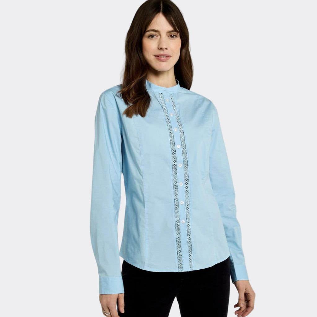 Dubarry Women's Waterlily Mandarin Collar Shirt in Pale Blue