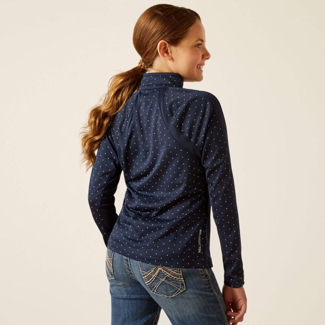 Ariat Kids Sunstopper 3.0 1/4 Zip Baselayer in Navy Dot