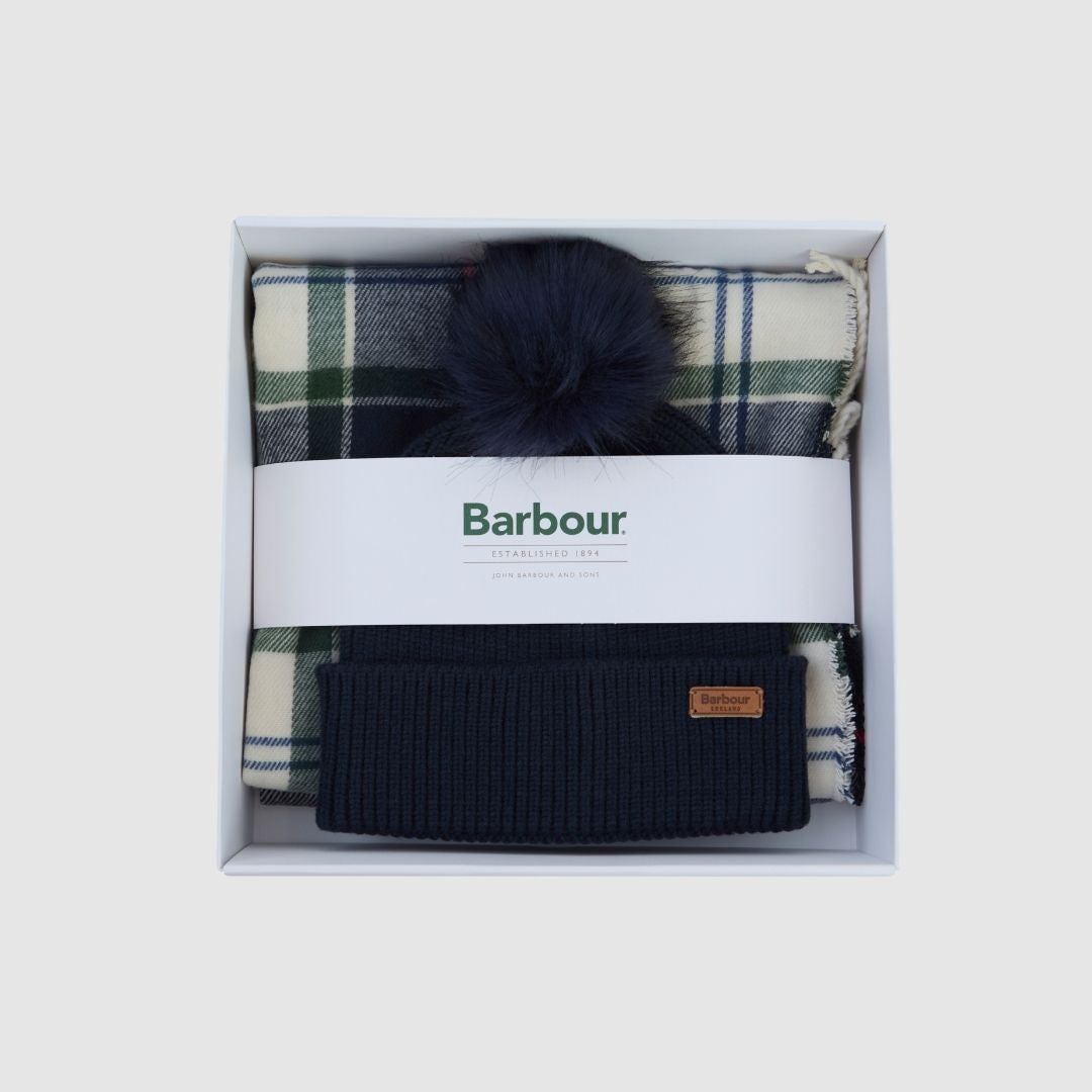 Barbour Women's Dover Beanie & Hailes Scarf Gift Set in Evergreen