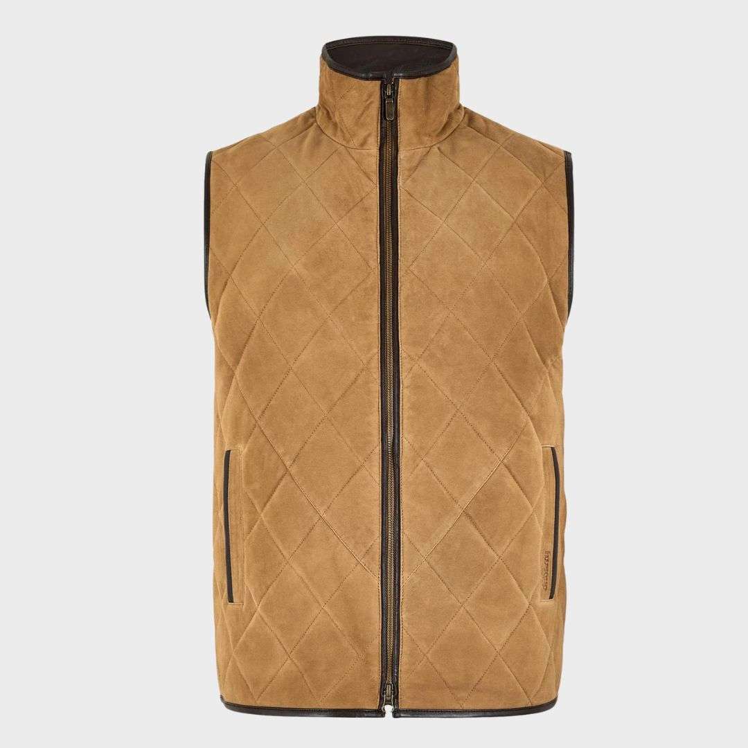 Dubarry's Bellamont Men's Goat Suede Gilet in Tan