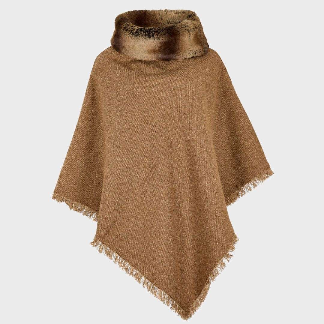 Dubarry Women's Silverfir Tweed Poncho in Camel Twill