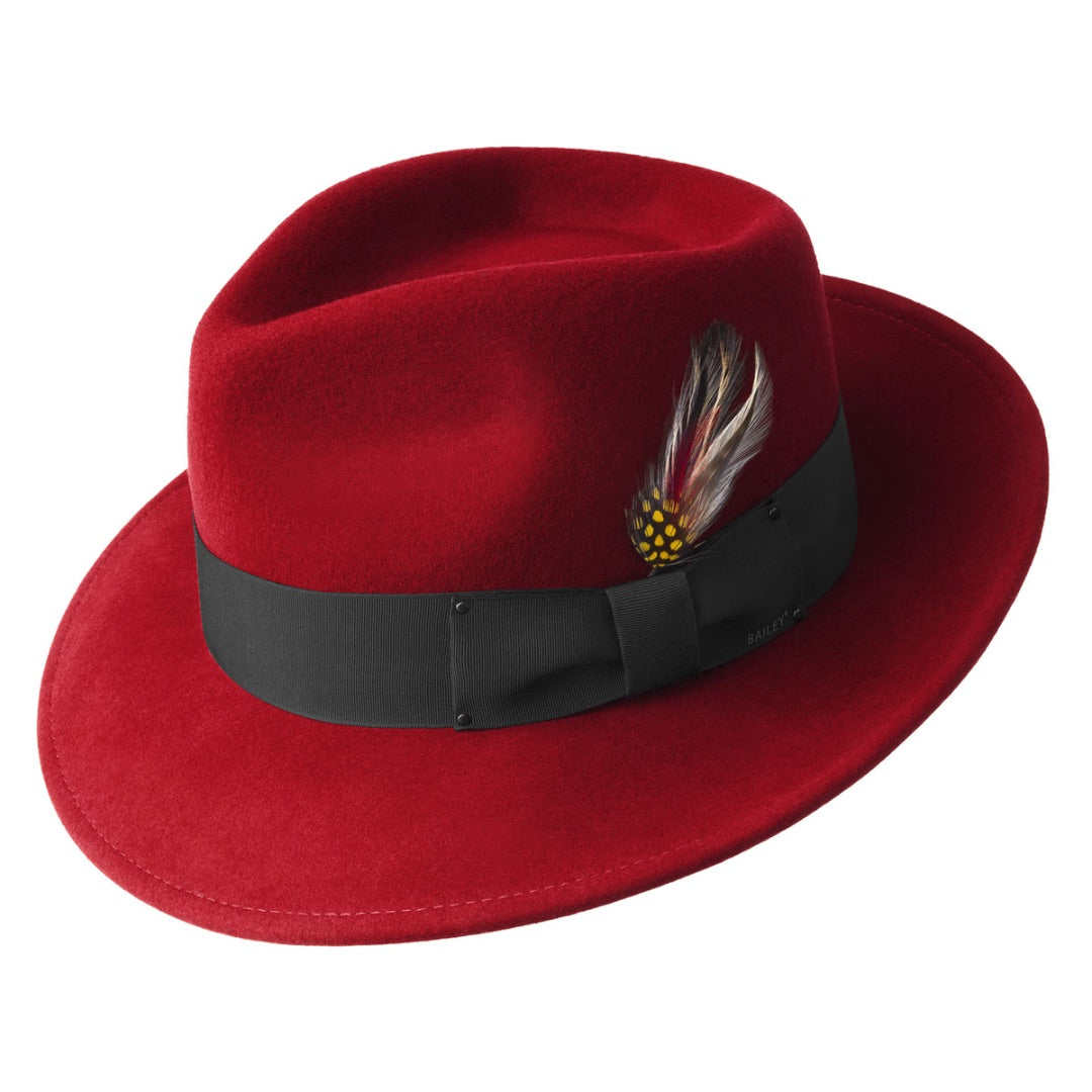 Bailey Classic Fedora Hat in Red