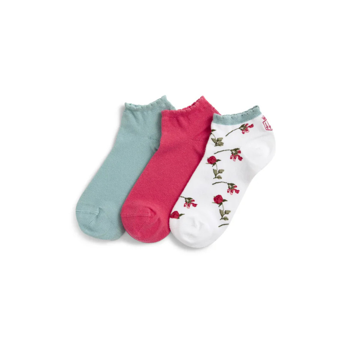 Fairfax & Favor Signature Ladies Trainer Sock in Floral, Cherry & Mint