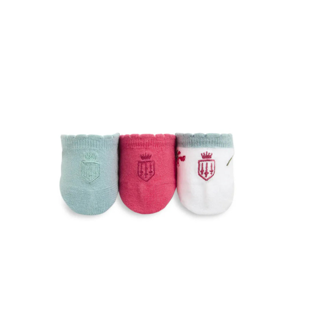 Fairfax & Favor Signature Ladies Trainer Sock in Floral, Cherry & Mint