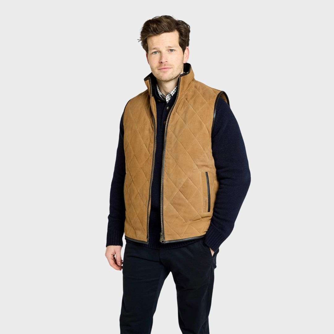 Dubarry's Bellamont Men's Goat Suede Gilet in Tan