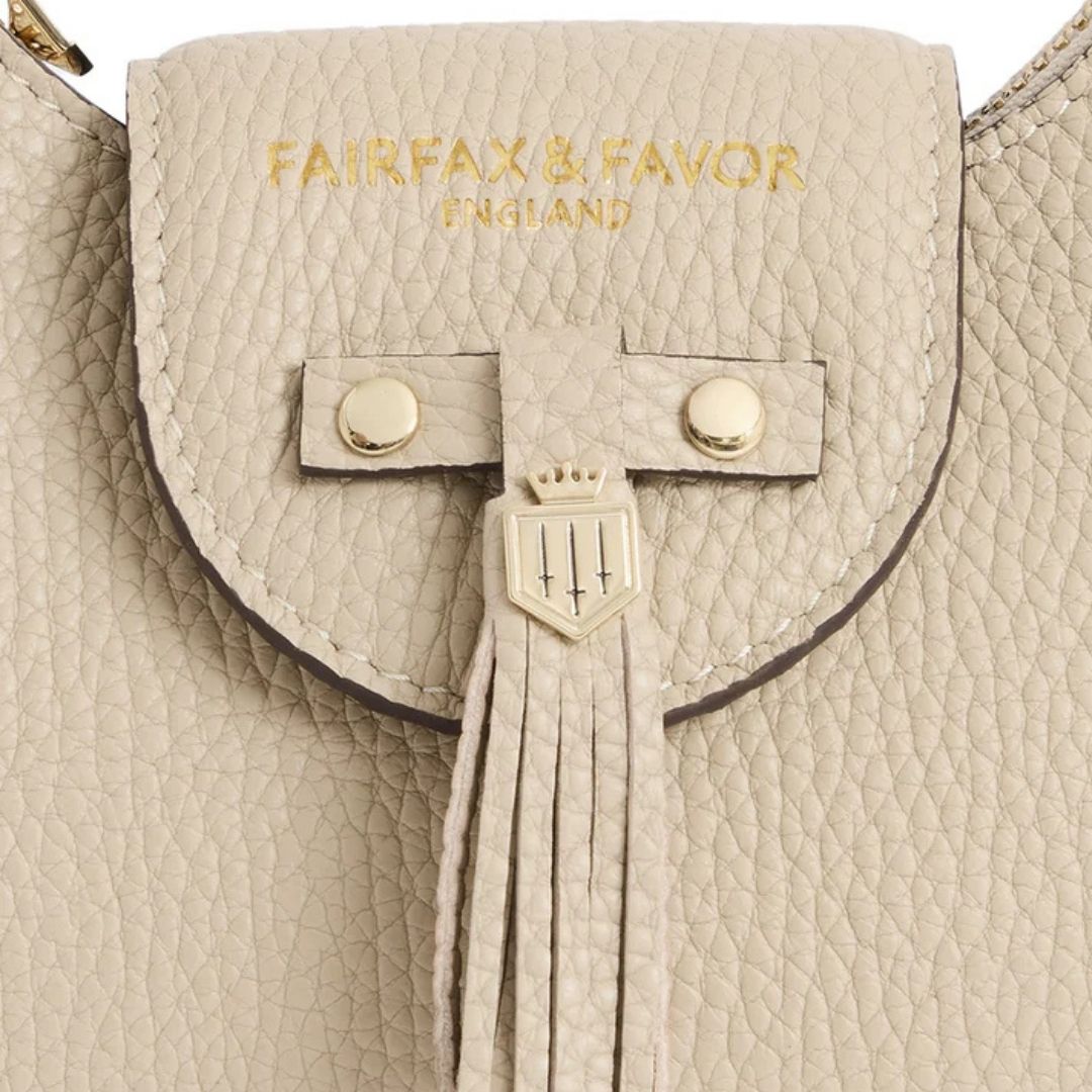 Fairfax & Favor Micro Windsor Leather Crossbody Bag in Stone