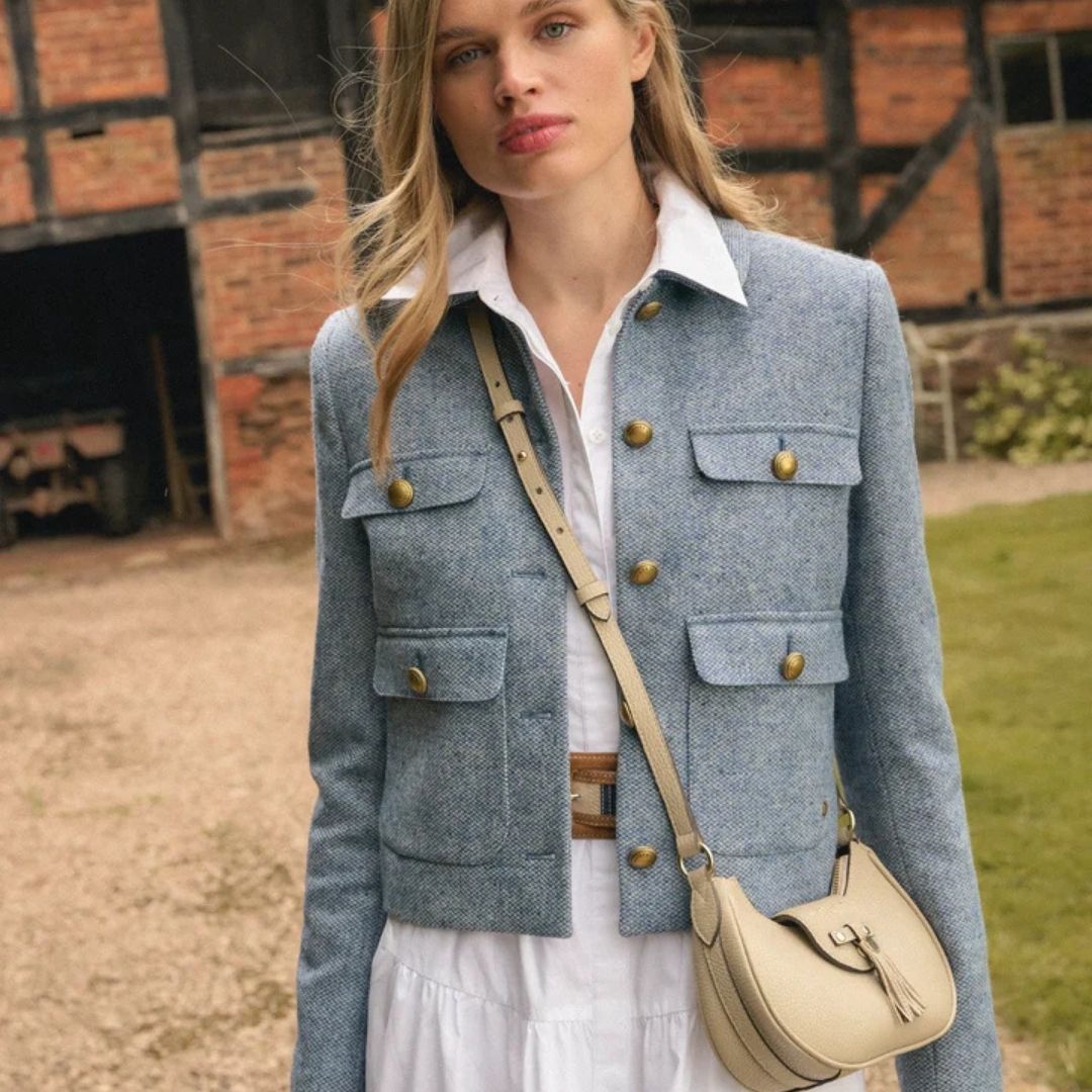 Fairfax & Favor Micro Windsor Leather Crossbody Bag in Stone
