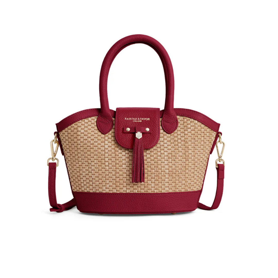 Fairfax & Favor Mini Windsor Leather Basket Bag in Cherry