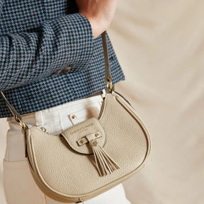 Fairfax & Favor Micro Windsor Leather Crossbody Bag in Stone