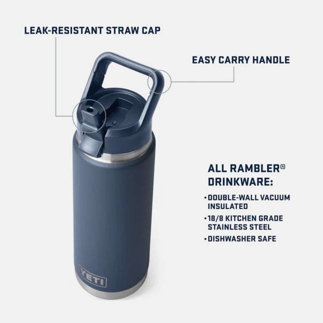 YETI Rambler 26 Oz Bottle in Royal Blue (769ml) with Straw Cap
