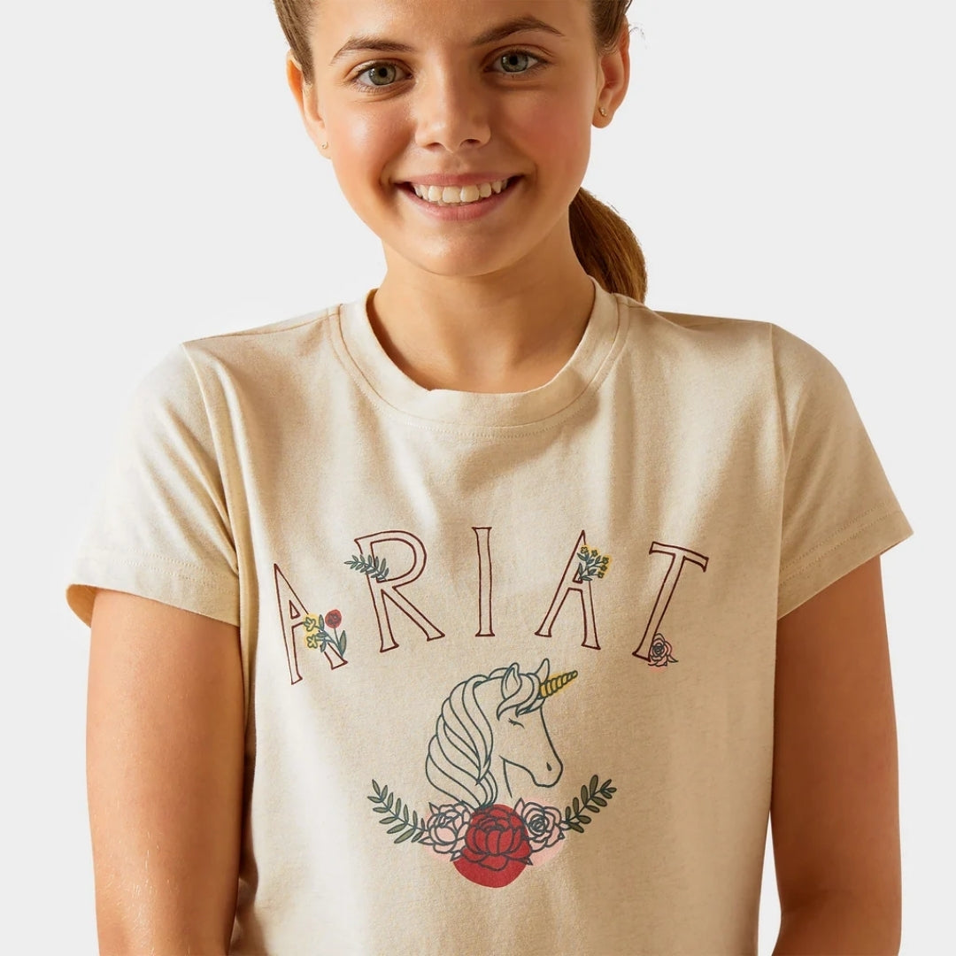 Ariat Kids Unicorn Insulated T-shirt in Oat Heather