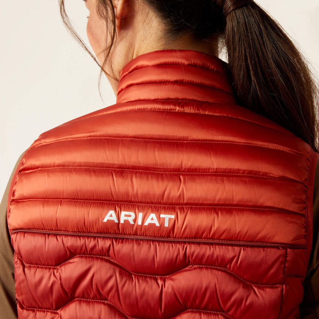 Ariat Women's Ideal Down Bodywarmer in Iridescent Red Ochre & Burnt Brick