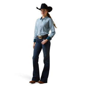 Ariat Women's Kirby Stretch Shirt in Crystal Teal Stripe