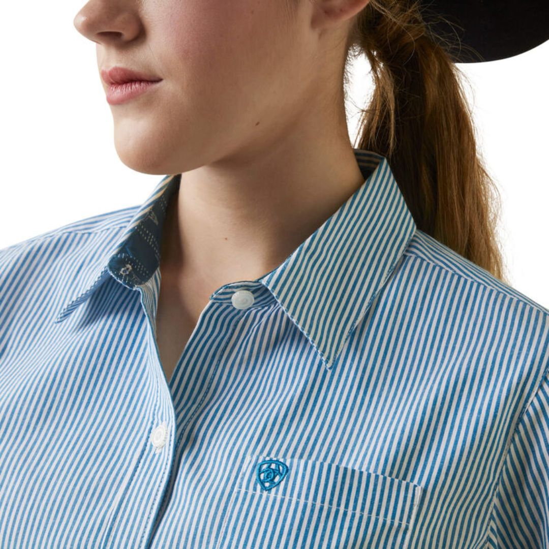 Ariat Women's Kirby Stretch Shirt in Crystal Teal Stripe