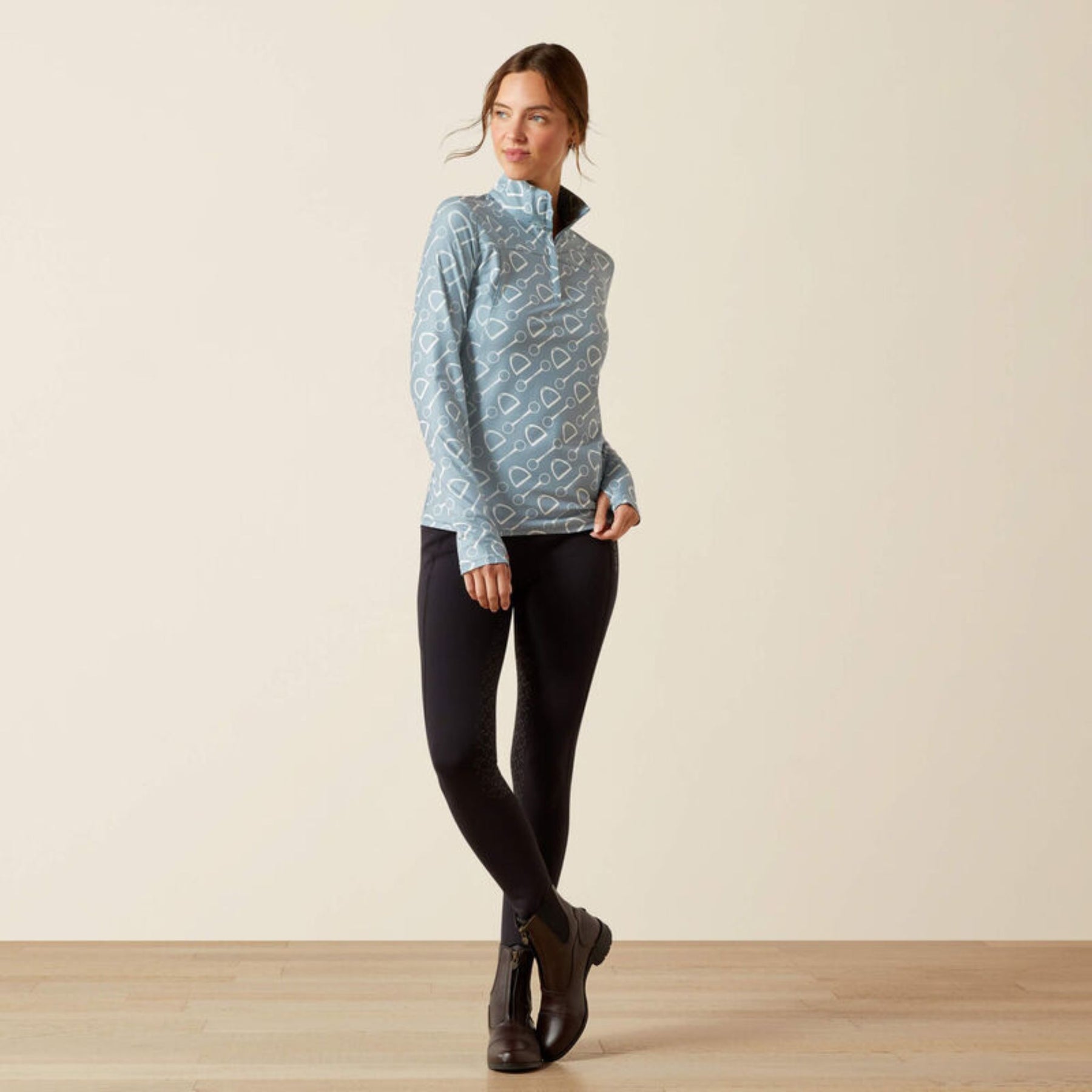 Ariat Women's Lowell 3.0 Quarter Zip Baselayer in Hardware Print