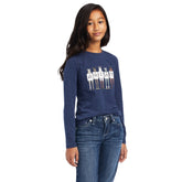 Ariat Youth Fan Club Long Sleeve T-Shirt in Navy Heather