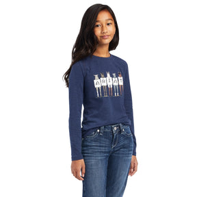 Ariat Youth Fan Club Long Sleeve T-Shirt in Navy Heather