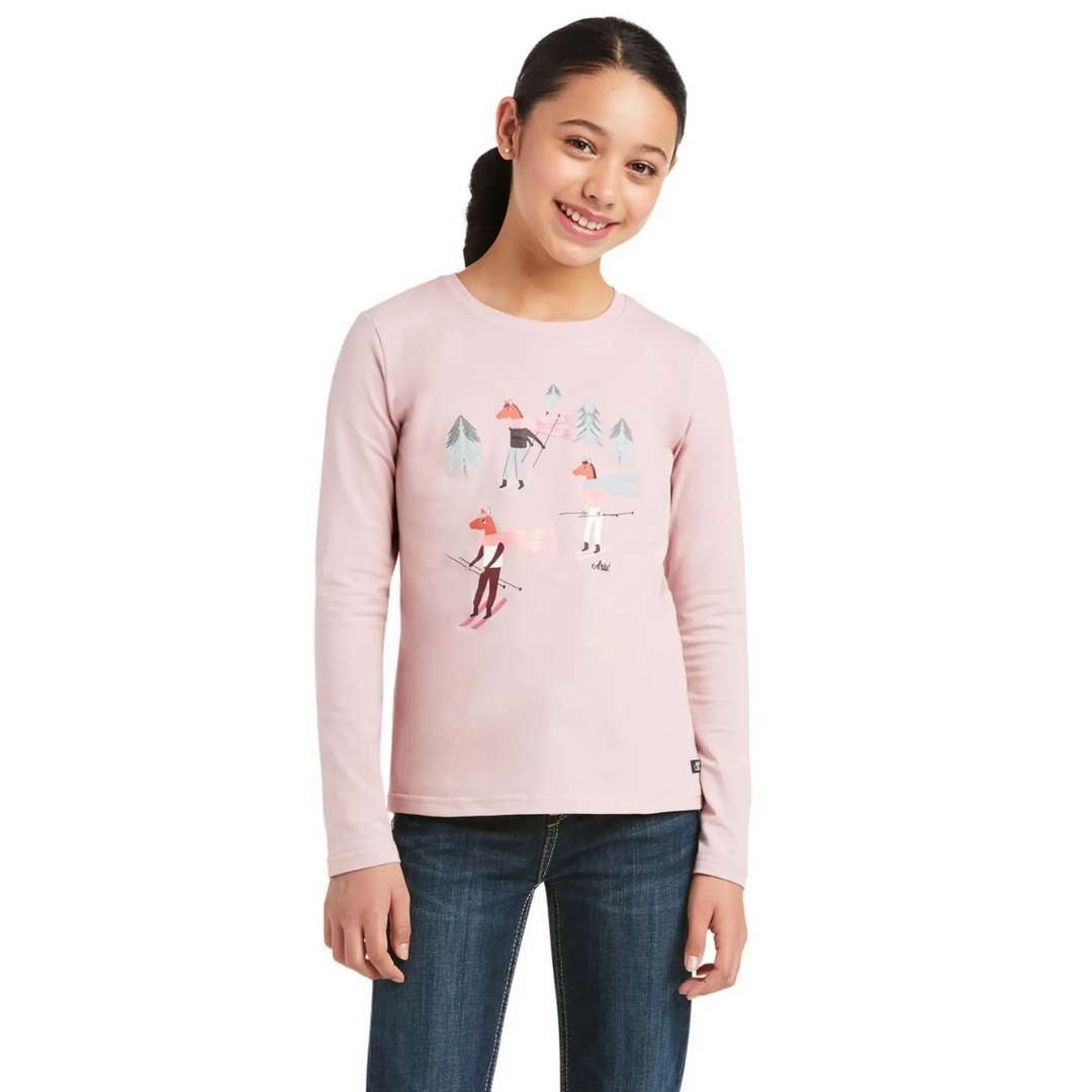 Ariat Youth Powder Ponies Long-sleeve T-Shirt Ash Rose
